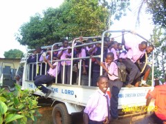Students in the lorry