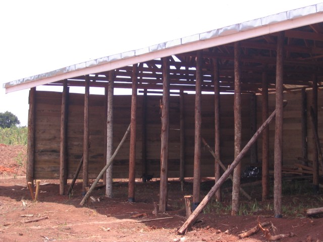 Roofing going on the stables at the gold mine
