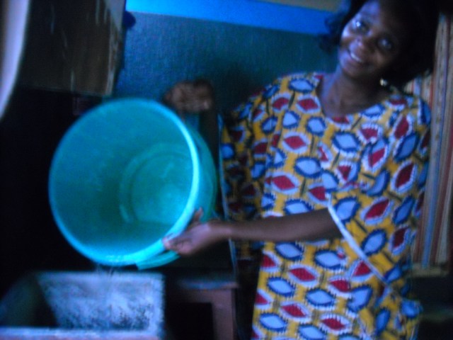 Filling the biosand filter