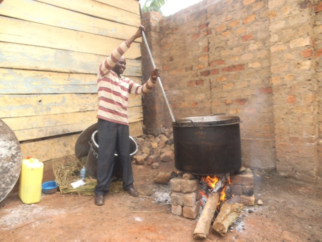 Preparing dinner for our celebration
